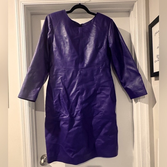 *NWT* Darshi Women’s Purple Leather Long Sleeve Leather Dress Made in India - Picture 1 of 9